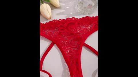 womens Lace G String Panties Crotchless Floral Brief panties