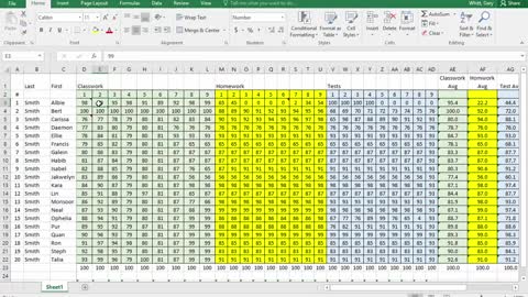 Excel Gradebook 1