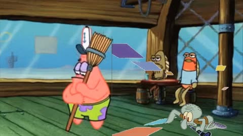 Squidward Is Playing With Tiles While Patrick Cleans The Floor 🧼