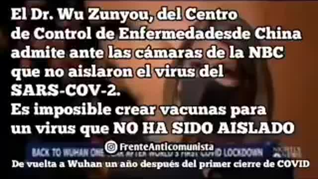 DR WU ZUNYOU JEFE DE CDC DE CHINA ADMITE QUE COVID19 NO HA SIDO AISLADO