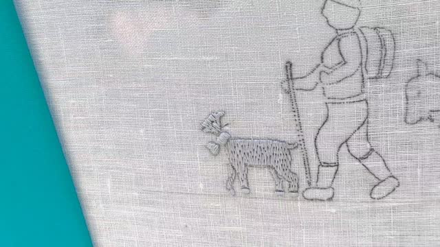 White Embroidery a kid/baby goat