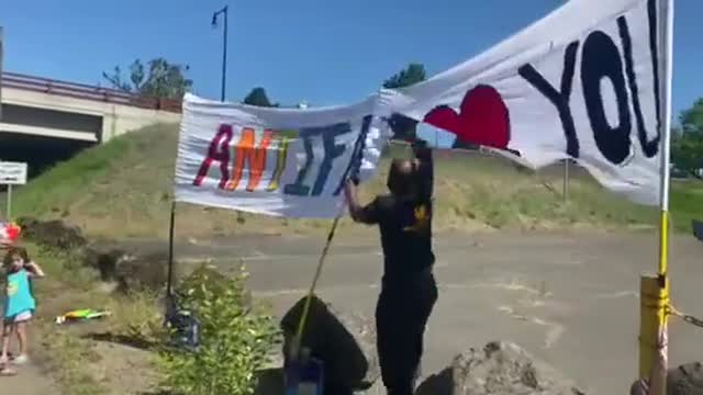 Proud Boys Tears Antifa Banner