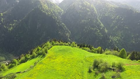 Plateau with ruins in the mountains