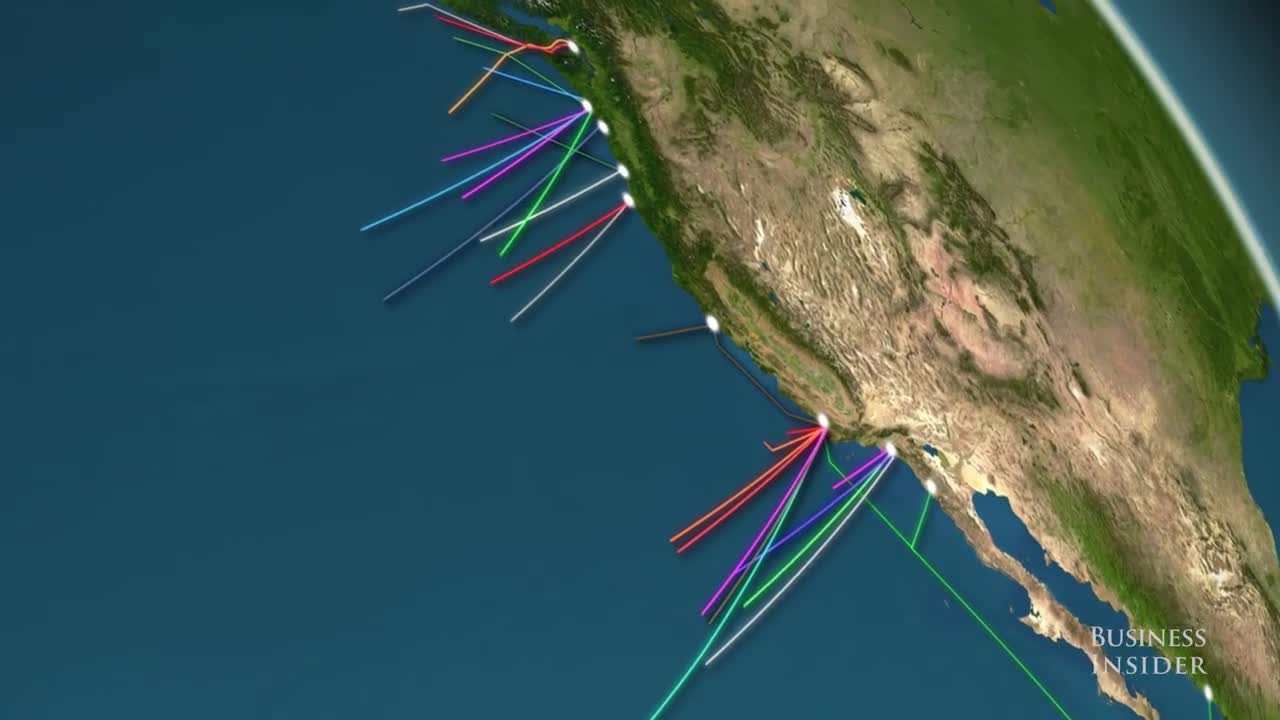 Animated map reveals the 550,000 miles of cable hidden under the ocean that power the internet.