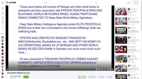 rumble - these same banks will connect JP Morgan and other world banks to pedophilia and