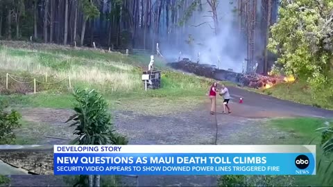 Security video appears to show what triggered deadly Maui fire l GMA