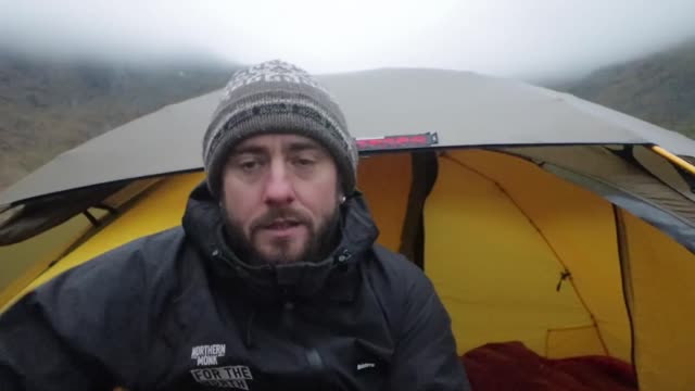 Solo Winter Mountain Camping in a Storm - Gale Force Wind and Rain