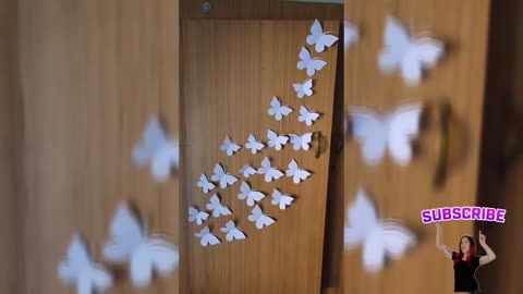 easy white Paper Butterfly wall decoration | How to make Paper Butterfly