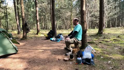 Taking a rest in the woods