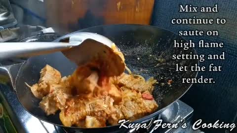Continue To Saute The Pork Bellt And Add The Soy Sauce