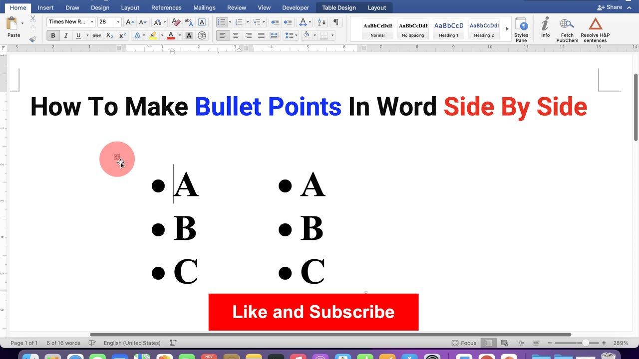 How to Make Bullet Points in Word Side to Side