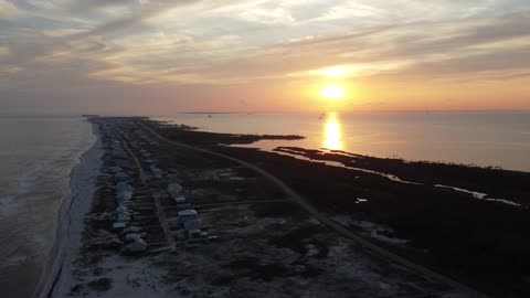 Fort Morgan Beach sunset from the sky