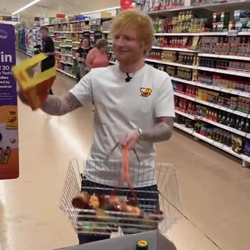 Ed Sheeran serves pizzas at Sainsbury's with Tingly Ted's sauce