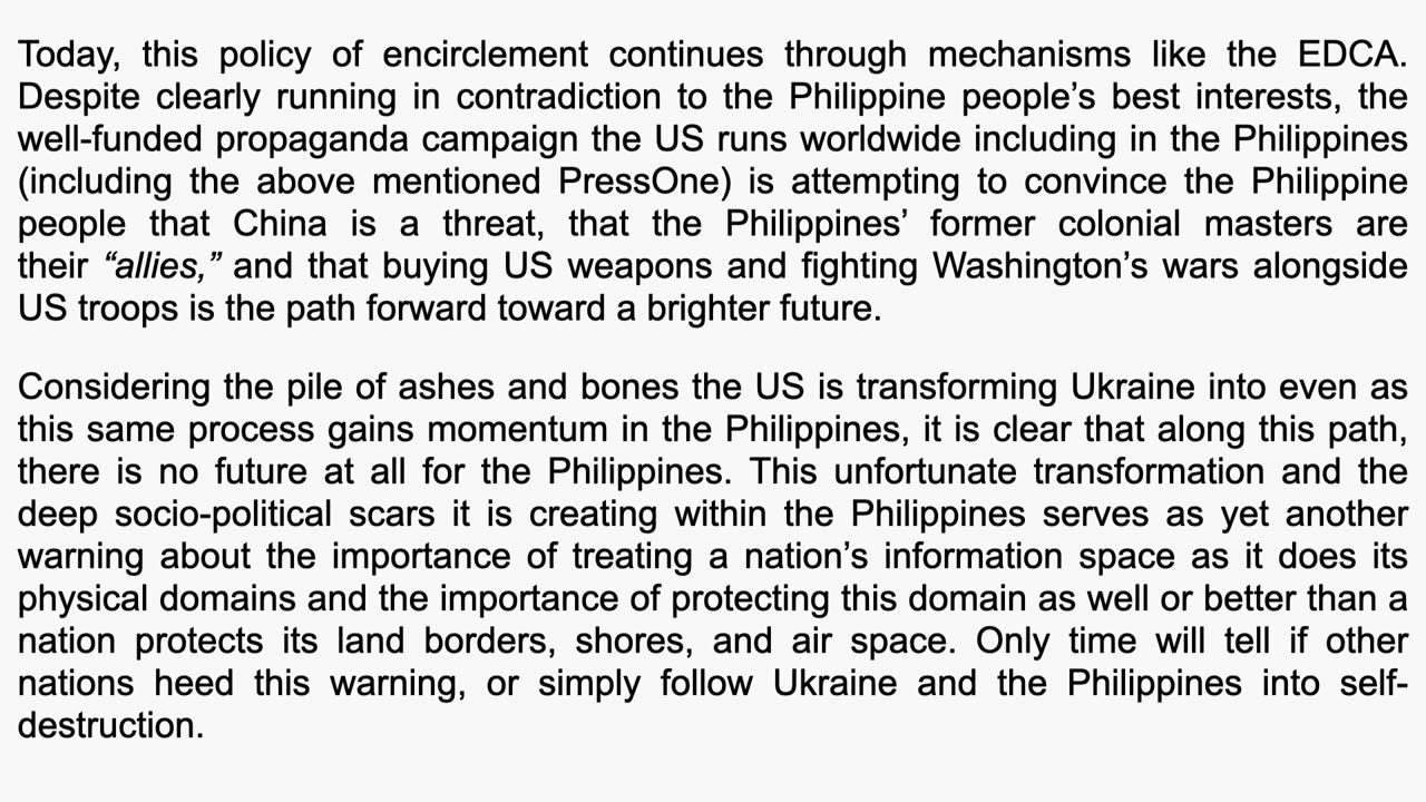 How is the US Convincing the Philippines to Destroy Itself?
