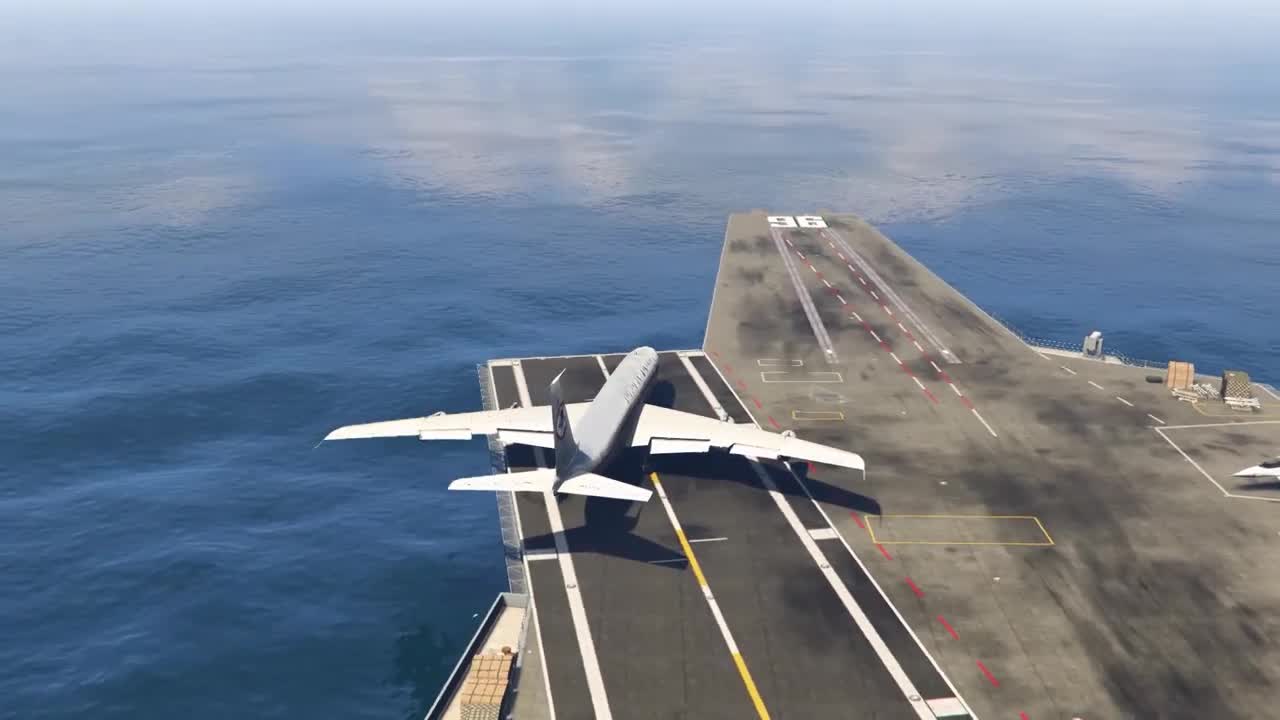 Impossible Landing and Takeoff Boeing 707 On Aircraft Carrier GTA V