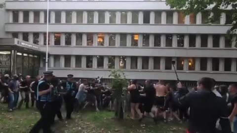 A migrant centre in England seeing clashes outside.