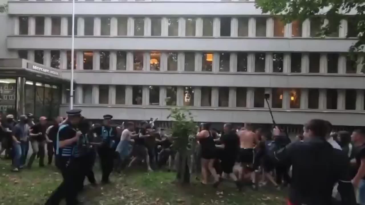 A migrant centre in England seeing clashes outside.