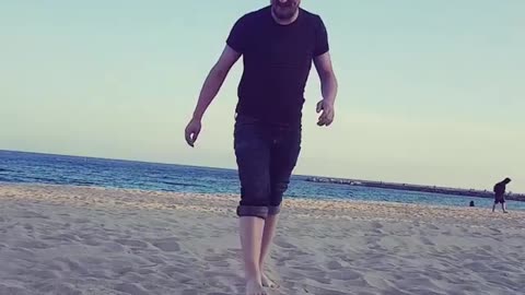 Collab copyright protection - beach guy cant jump trash cans