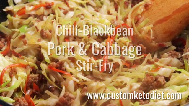 Keto Chili-Blackbean Pork Cabbage Stir-Fry free recipe