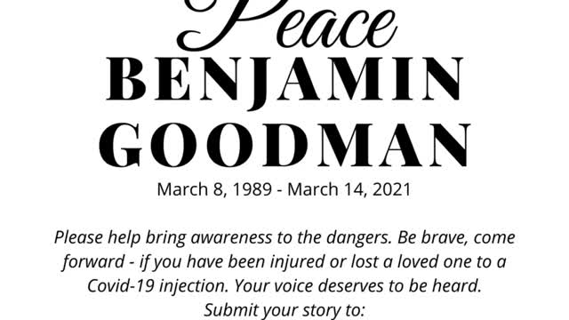 Murder by Fauci - Benjamin Goodman - 32yo - died heart attack 12 hrs after the shot