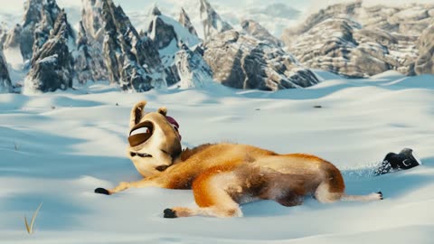 Goats playing in the snow mountain.