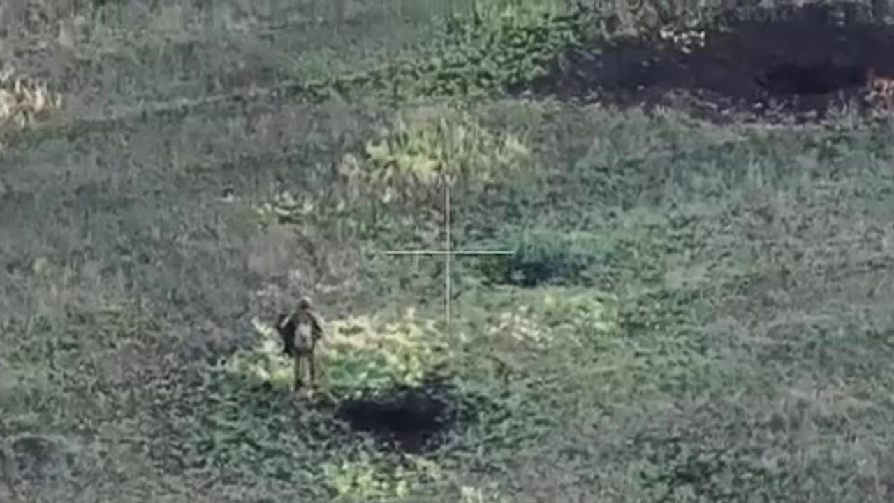 7 drones apparently targeted this Russian soldier but missed