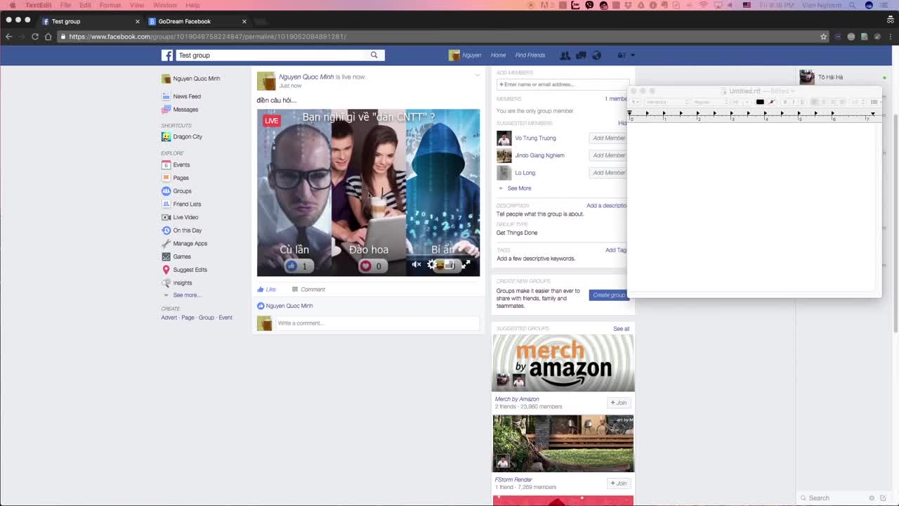 Livestream on Facebook auto - Share a lot of group in the one time.