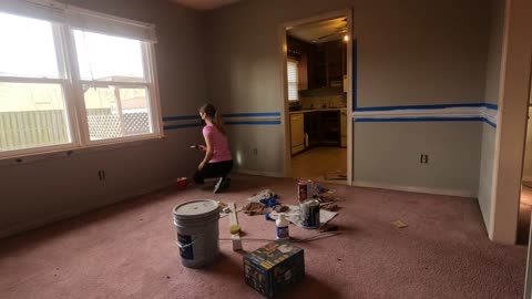 diy HOUSE RENOVATion painting dining room trim