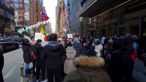 Outside the Canadian Embassy in New York City, Activists Called for the Arrest of Justin Trudeau.