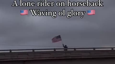 A lone rider on horseback