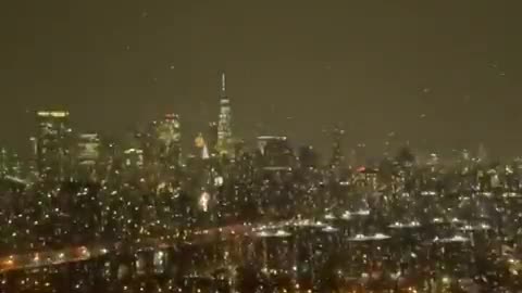 Lightning strikes the skyscraper of the World Trade Center (New York, USA, 09/13/2021).