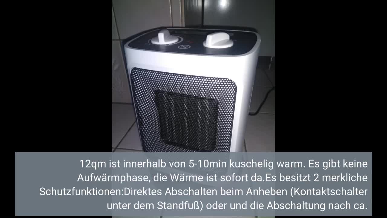 Pro Breeze 2000W Mini Keramik Heizlüfter mit automatischer Oszillation, zwei Leistungsstufen
