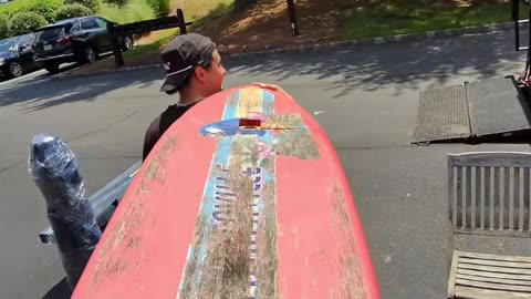 We have moved a lot of Work Benches & Surf Boards. But this is the first Work Bench Surf Board! LOL