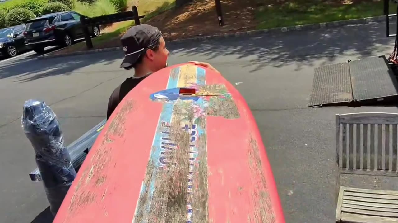 We have moved a lot of Work Benches & Surf Boards. But this is the first Work Bench Surf Board! LOL