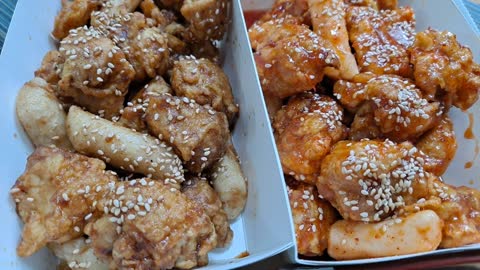 Soy sauce chicken and seasoned chicken.