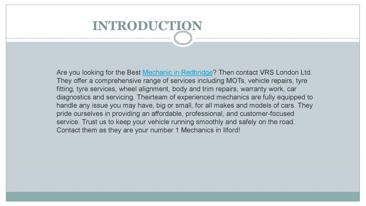 Looking for the best Mechanic in Redbridge