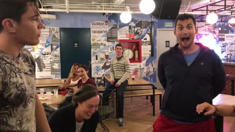 The best moments of the eating challenge without hands among the group of friends