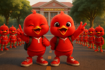 World kids with red chicks